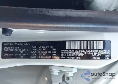 2016 Fiat 500X Easy z USA, uszkodzony, nr VIN ZFBCFXBT0GP398925